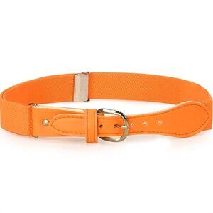 Hold’Em Baseball Belt Boys Leather Closure Elastic Adjustable Strap - Orange